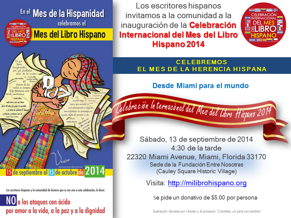 Tarjeta de invitación Inauguración Mes del Libro Hispano 2014