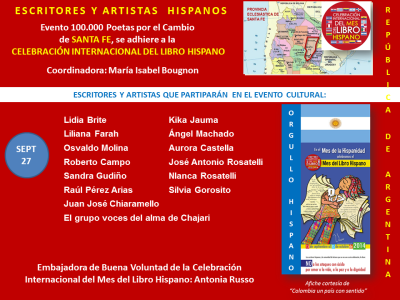 Los escritores y artistas de Santa Fe, Argentina, listos para la Celebración Internacional del Mes del Libro Hispano.