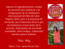 ¡YA empezó la Celebración Internacional del Mes del Libro Hispano 2014! ¡YA empezó la Celebración Internacional del Mes del Libro Hispano 2014!