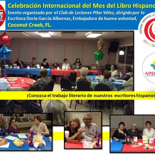El Club de Lectores Pilar Vélez en Coconut Creek, celebró el Mes del Libro Hispano con una gala inolvidable. El Club de Lectores Pilar Vélez en Coconut Creek, celebró el Mes del Libro Hispano con una gala inolvidable.