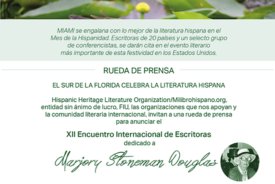 08/31/16: Invitación a la Rueda de Prensa inauguración del XII Encuentro Internacional de Escritoras Marjory Stoneman Douglas